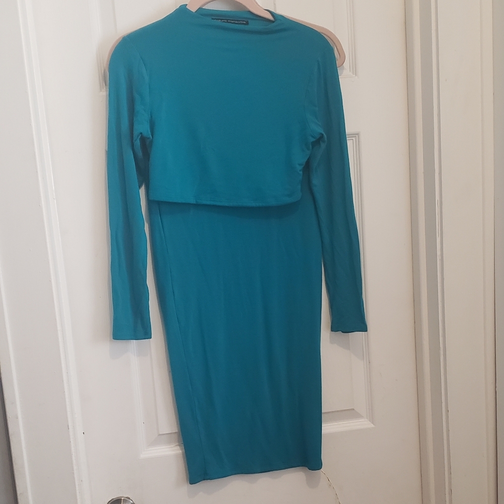 Naked wardrobe shirt skirt set emerald green color large